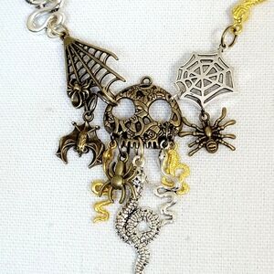 #533 Halloween Statement Pendant Necklace, Snakes vs. Spiders